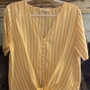 Madewell yellow and white striped shirt